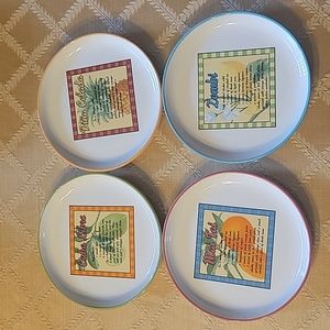 4 Tropical Drinks by Rivera Van Beers Stoneware 6.5 inch appetizer plates